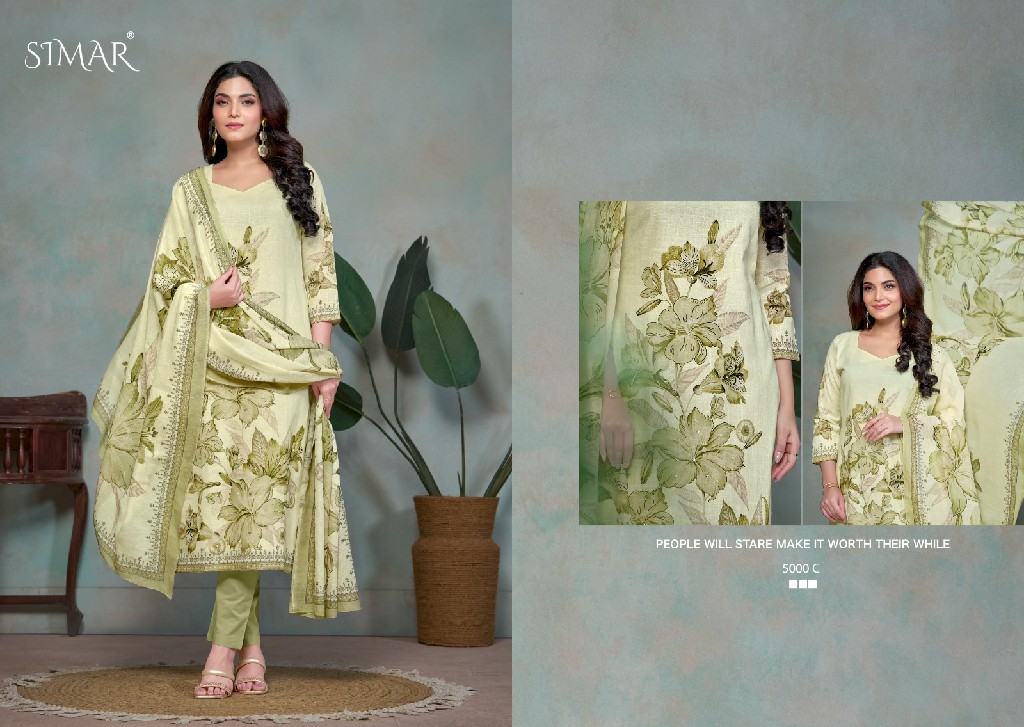 Glossy Simar Didaar Wholesale Pure Linen With Handwork Salwar Suits