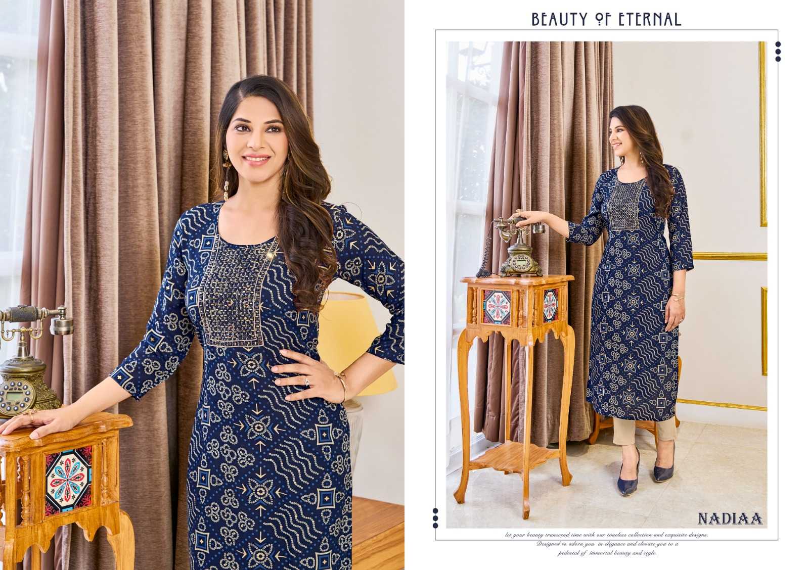 SHRUTI SUITS PRESENTS BANDHEJ VOL 5 AMAZING BANDHANI PRINTED FULL STITCH KURTI