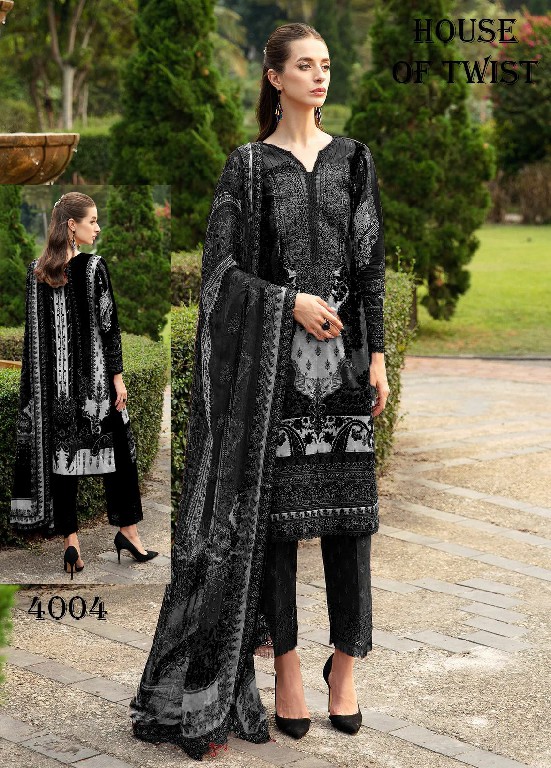 House Of Twist Black And White Wholesale Cotton Printed Dress Material