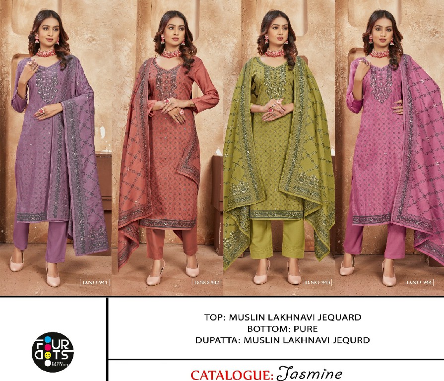 JASMINE BY FOURDOTS FASHIONABLE DESIGN LAKHNAVI JEQUARD SALWAR SUIT MATERIAL