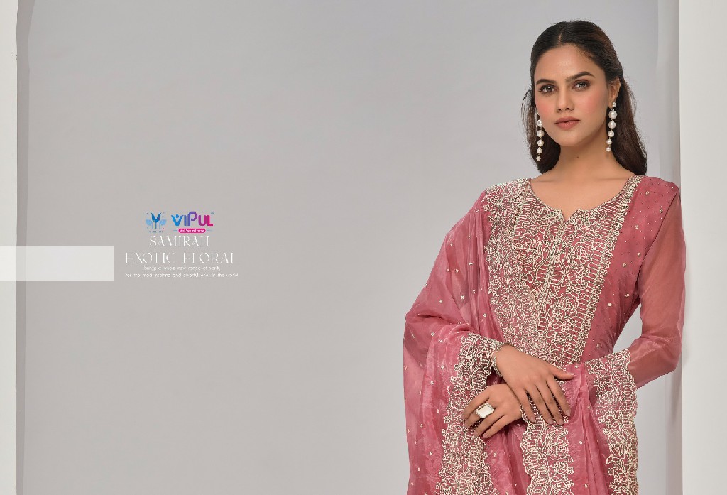 Vipul Samirah Wholesale Soft Orgnaza With Embroidery Party Wear Salwar Suits