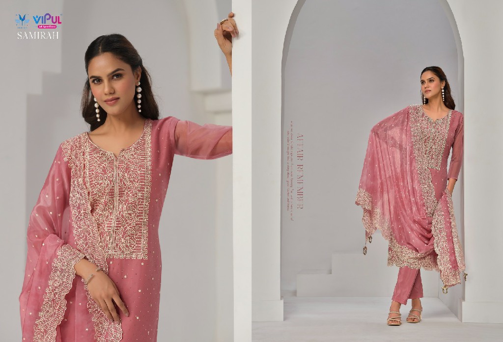 Vipul Samirah Wholesale Soft Orgnaza With Embroidery Party Wear Salwar Suits