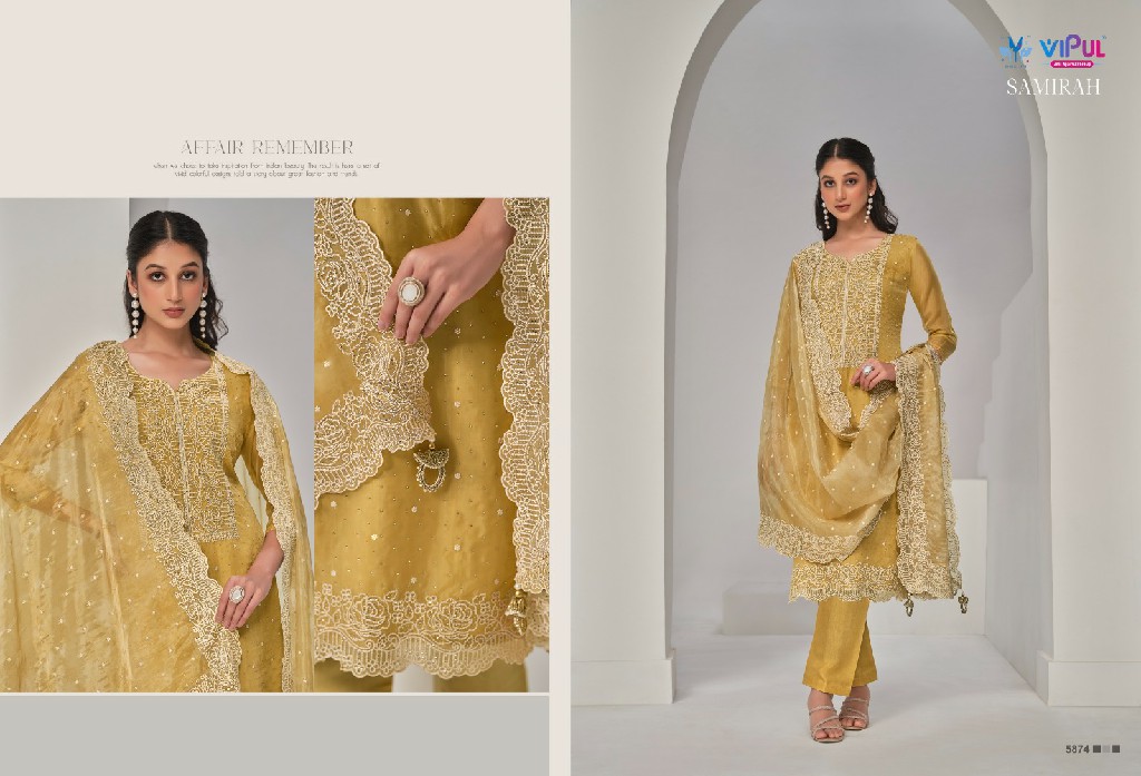 Vipul Samirah Wholesale Soft Orgnaza With Embroidery Party Wear Salwar Suits