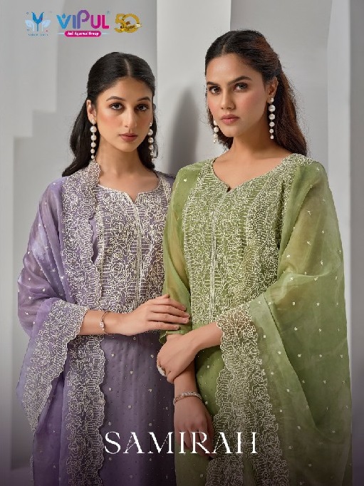 Vipul Samirah Wholesale Soft Orgnaza With Embroidery Party Wear Salwar Suits