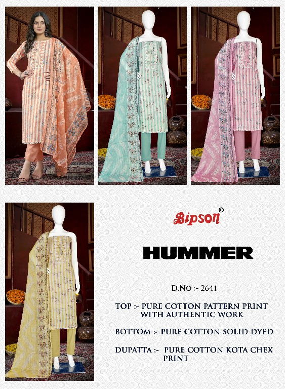 Bipson Hummer 2641 Wholesale Pure Cotton With Ethnic Handwork Dress Material