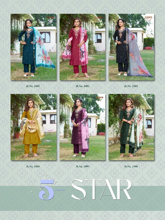 Jiyana 5 Star Wholesale Chanderi Jacquard Dupatta Readymade Suits
