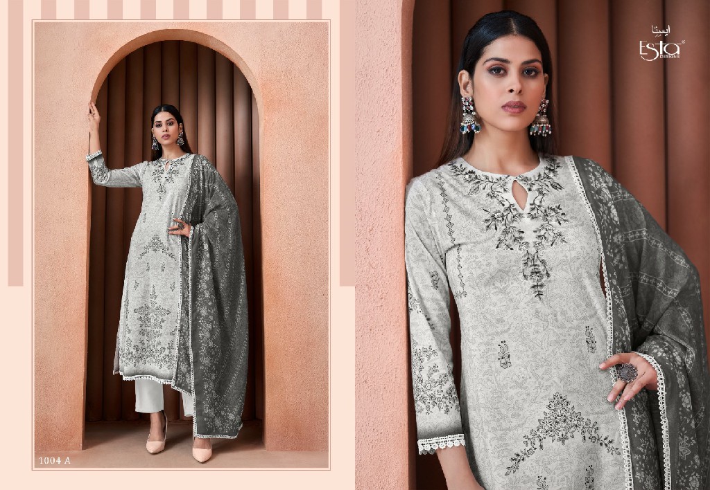 Esta Syera Vol-4 Wholesale Digital Printed Cotton With Hand Work Salwar Suits