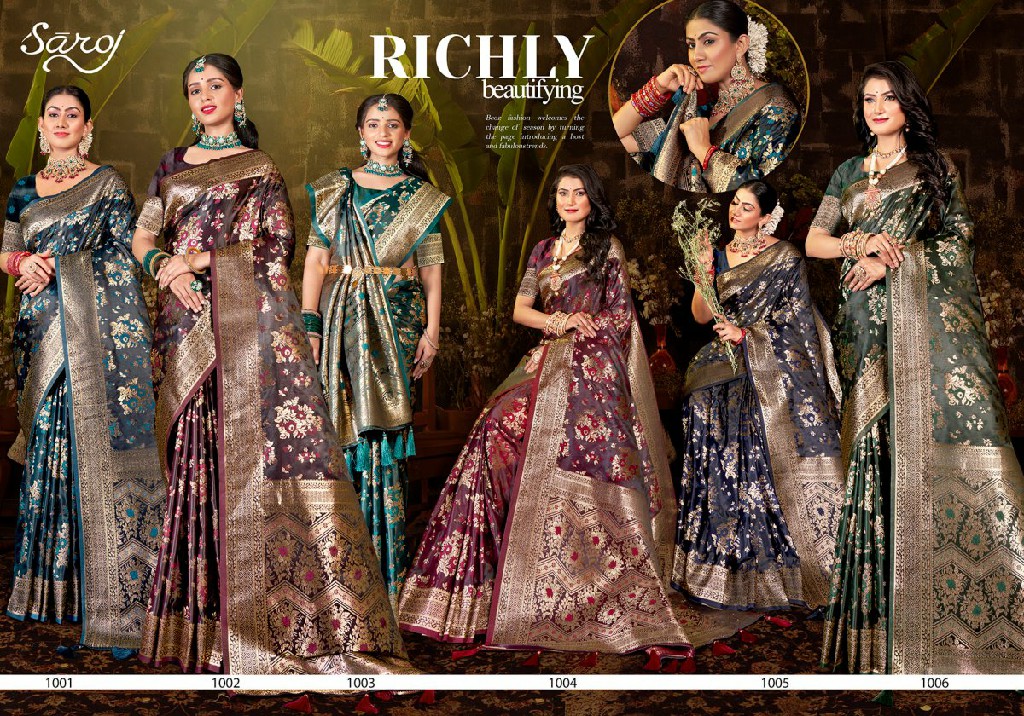 Saroj Royal Queen Vol-3 Wholesale Satin Silk Party Wear Indian Sarees