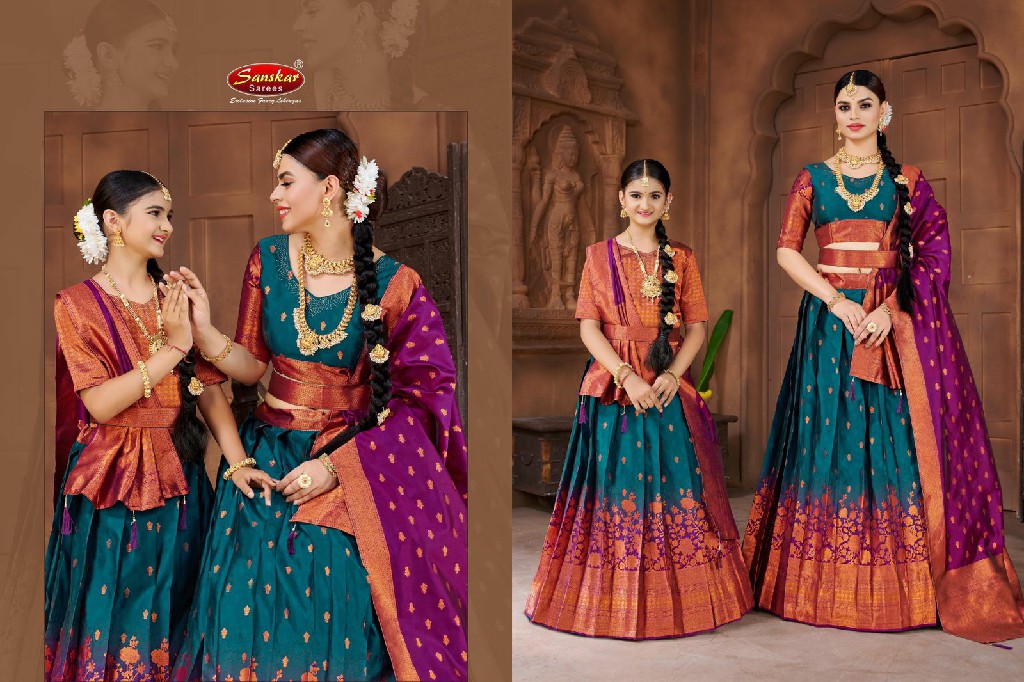 Sanskar Blueberry Wholesale Readymade Kids And Mother Lehengas