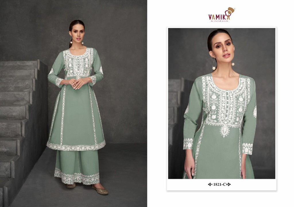 VAMIKA FIZA D.NO 1821 COLOUR TOP WITH PANT LATEST DESIGN COLLECTION