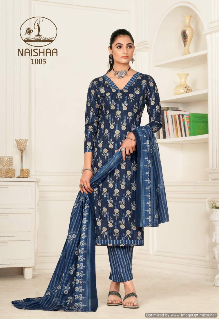 Miss World Naishaa Vol-1 Wholesale Pure Cotton Printed Dress Material