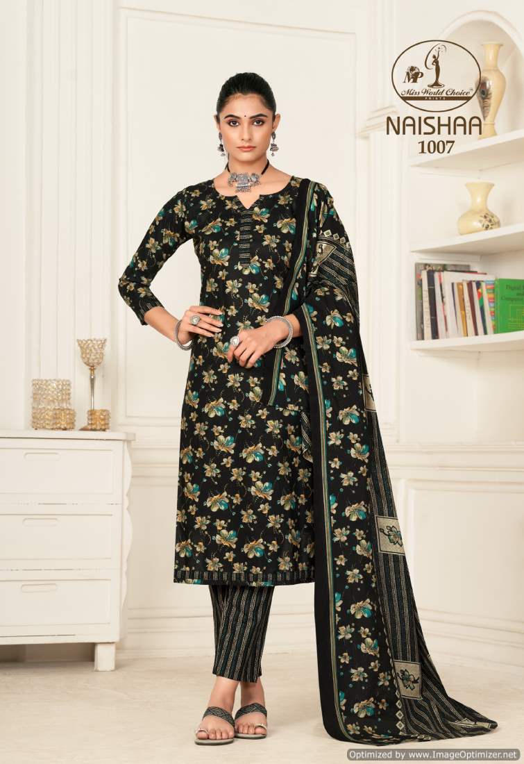 Miss World Naishaa Vol-1 Wholesale Pure Cotton Printed Dress Material