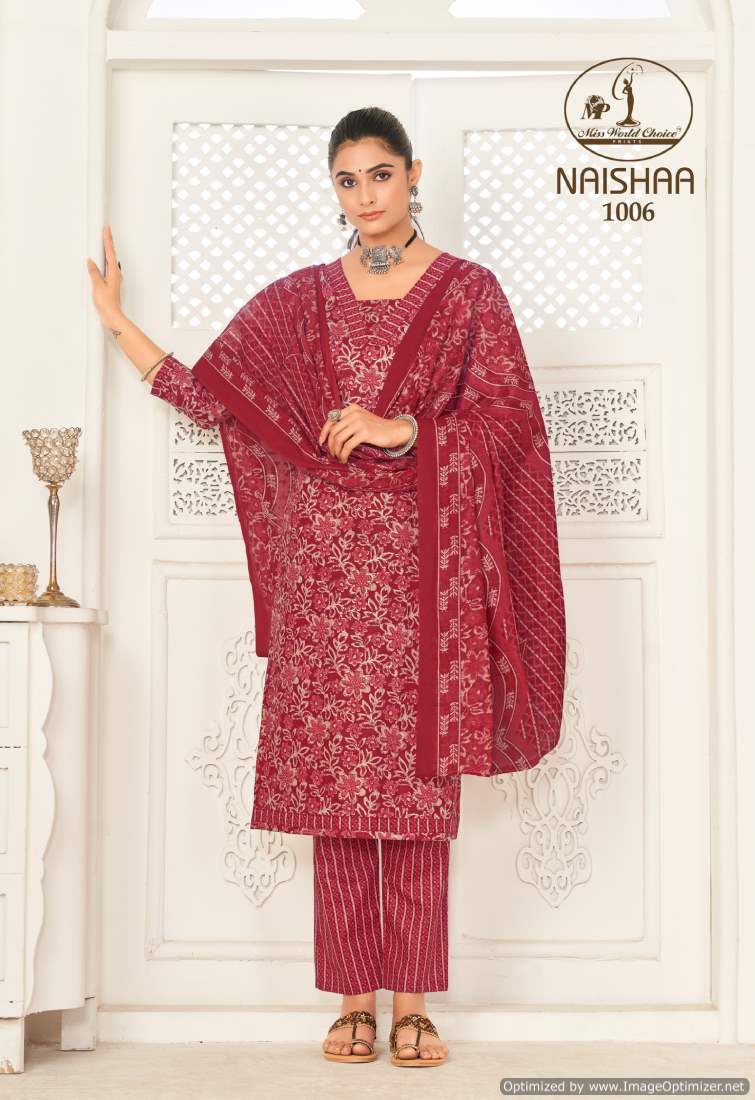 Miss World Naishaa Vol-1 Wholesale Pure Cotton Printed Dress Material