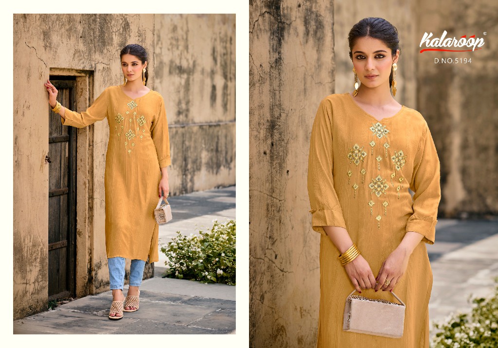 KALAROOP KAVIYA FULL STITCH FANCY WEAVING LONG KURTI CATALOG