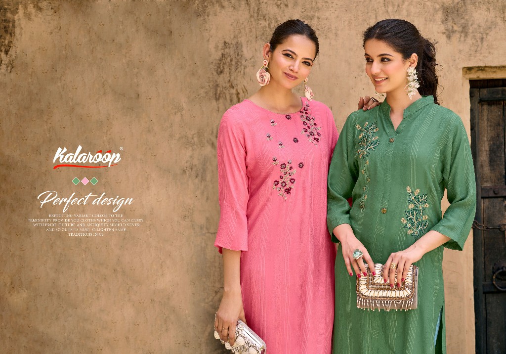 KALAROOP KAVIYA FULL STITCH FANCY WEAVING LONG KURTI CATALOG