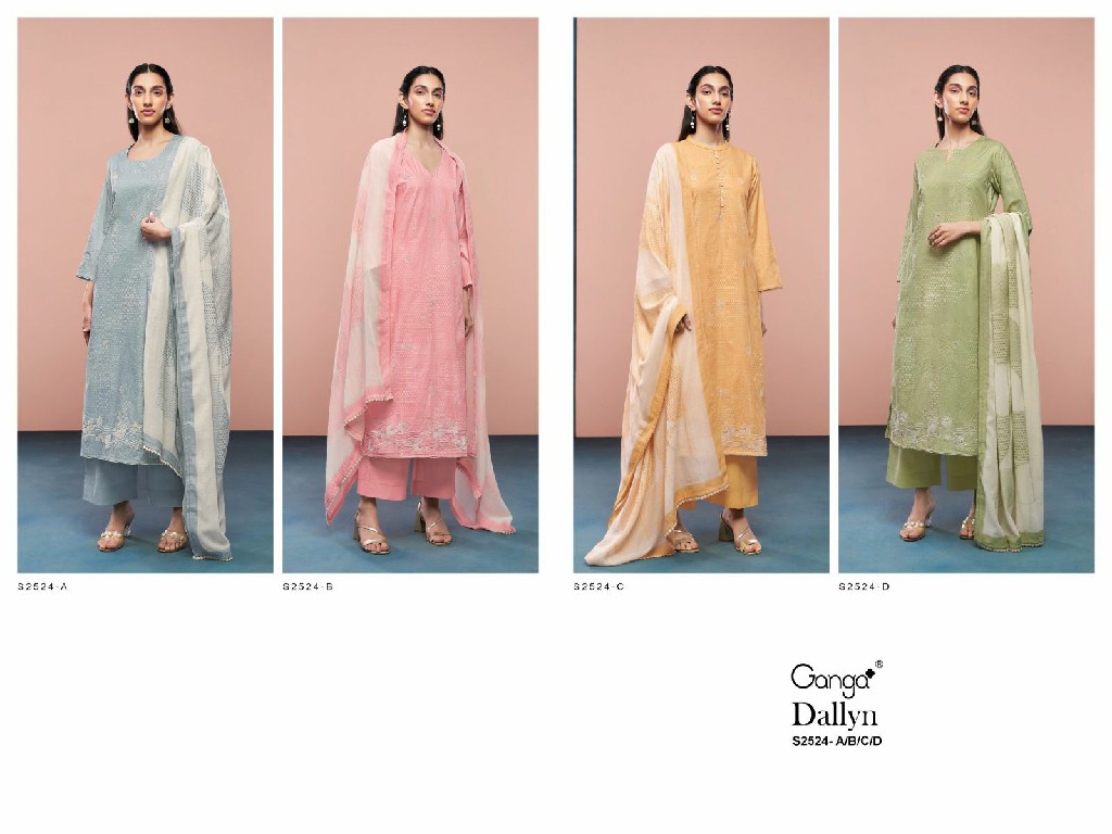 Ganga Dallyn S2524 Wholesale Premium Cotton With Hand Work Salwar Suits
