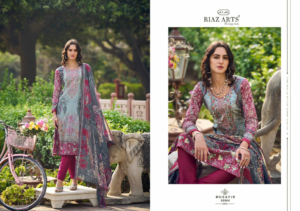 Riaz Arts Musafir Wholesale Pure Karachi Lawn With Neck Embroidery Dress Material