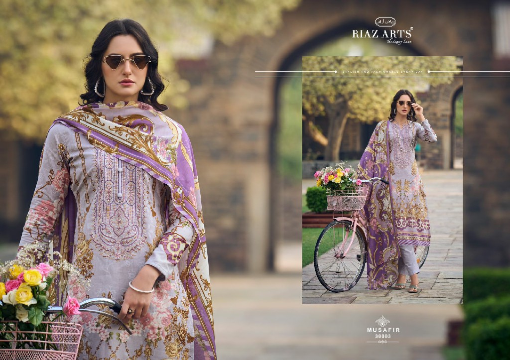 Riaz Arts Musafir Wholesale Pure Karachi Lawn With Neck Embroidery Dress Material