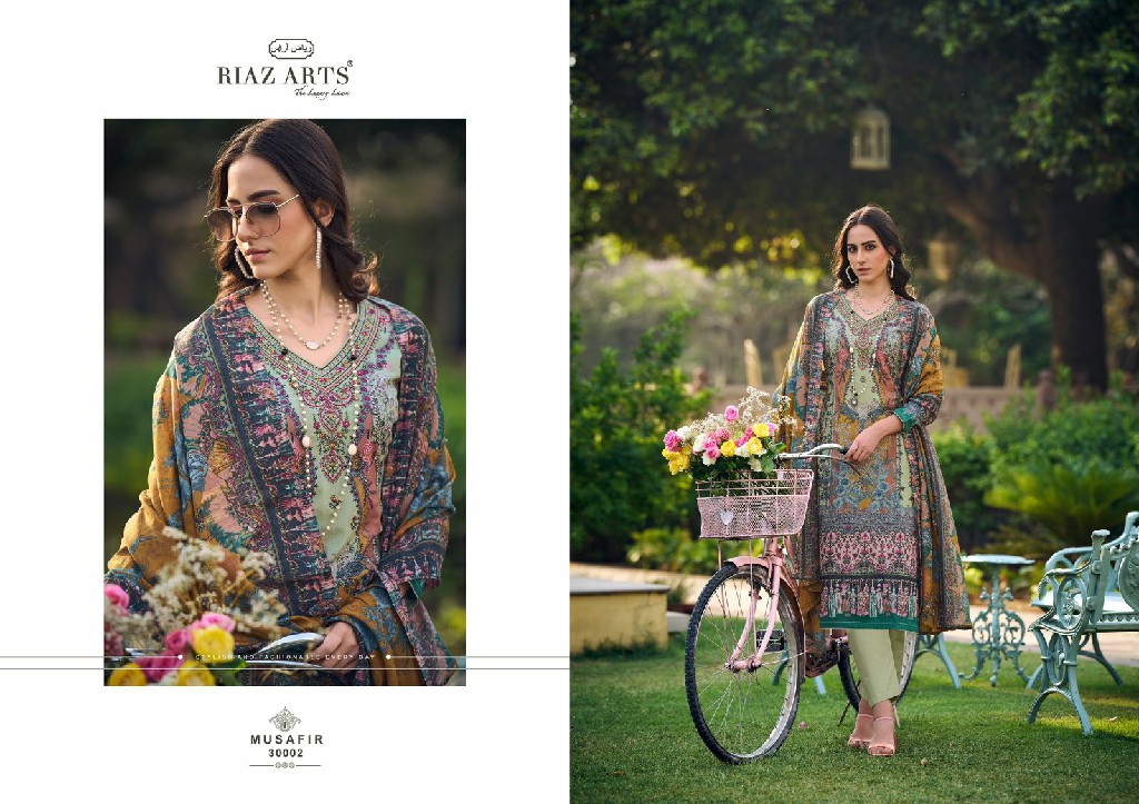 Riaz Arts Musafir Wholesale Pure Karachi Lawn With Neck Embroidery Dress Material