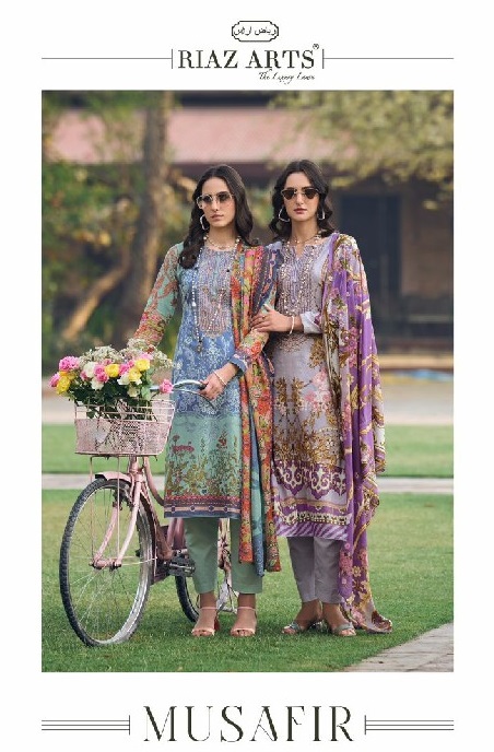 Riaz Arts Musafir Wholesale Pure Karachi Lawn With Neck Embroidery Dress Material