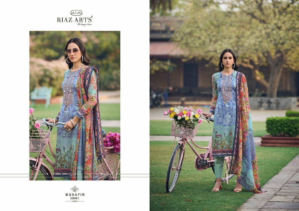 Riaz Arts Musafir Wholesale Pure Karachi Lawn With Neck Embroidery Dress Material