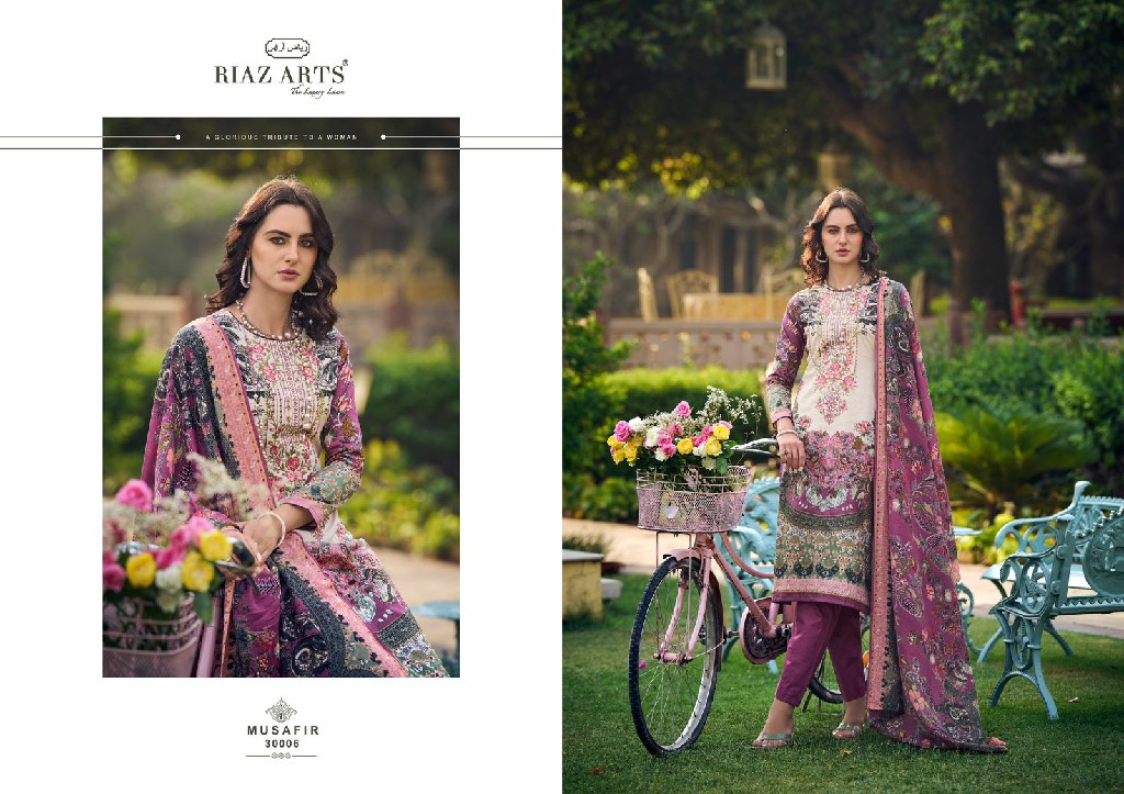 Riaz Arts Musafir Wholesale Pure Karachi Lawn With Neck Embroidery Dress Material