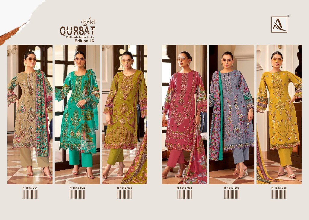 Alok Qurbat Vol-16 Wholesale Zam Cotton With Work Dress Material