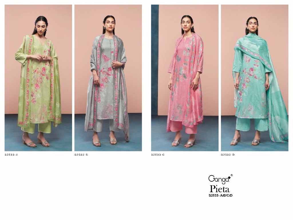 Ganga Pieta S2533 Wholesale Premium Cotton With Embroidery Salwar Suits