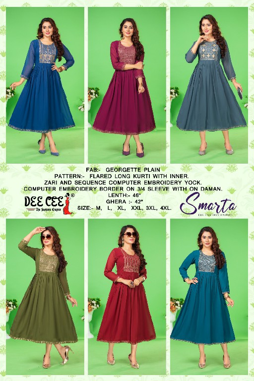 Dee Cee Smarta Wholesale Georgette Plain Anarkali Style Kurtis