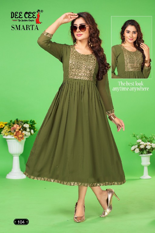 Dee Cee Smarta Wholesale Georgette Plain Anarkali Style Kurtis