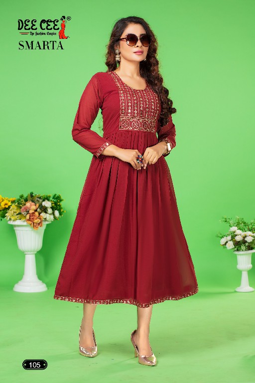 Dee Cee Smarta Wholesale Georgette Plain Anarkali Style Kurtis