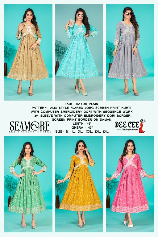 Dee Cee Seamore Wholesale Alia Style Anarkali Style Kurtis