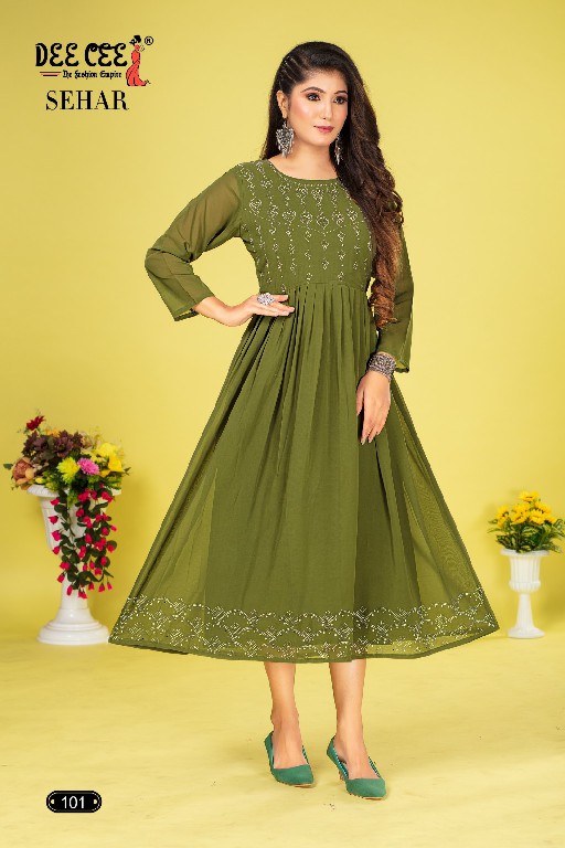 Dee Cee Sehar Wholesale Flared Long Kurti Anarkali Style Kurtis