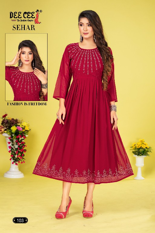 Dee Cee Sehar Wholesale Flared Long Kurti Anarkali Style Kurtis