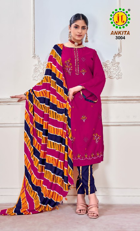 JT Ankita Vol-3 Wholesale Rayon Fabrics With Work Dress Material