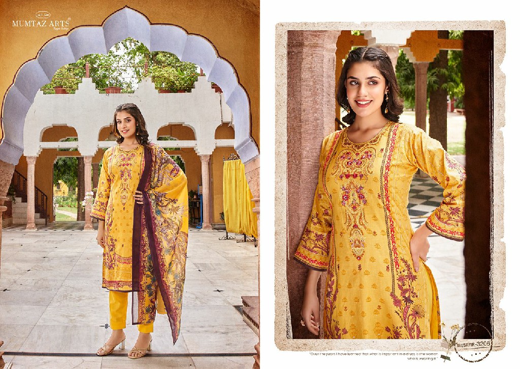 MUMTAZ ARTS MUSAFIR VOL 5 PAKISTANI SALWAR KAMEEZ WITH HEAVY NECK EMBROIDERY WORK