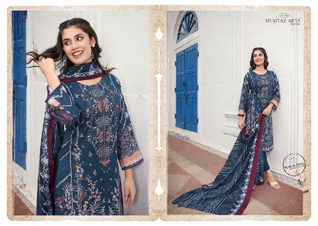 MUMTAZ ARTS MUSAFIR VOL 5 PAKISTANI SALWAR KAMEEZ WITH HEAVY NECK EMBROIDERY WORK