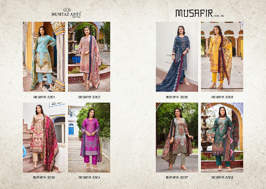 MUMTAZ ARTS MUSAFIR VOL 5 PAKISTANI SALWAR KAMEEZ WITH HEAVY NECK EMBROIDERY WORK