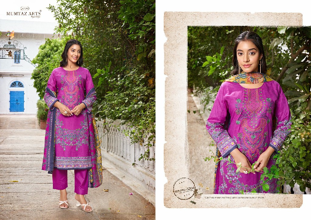 MUMTAZ ARTS MUSAFIR VOL 5 PAKISTANI SALWAR KAMEEZ WITH HEAVY NECK EMBROIDERY WORK