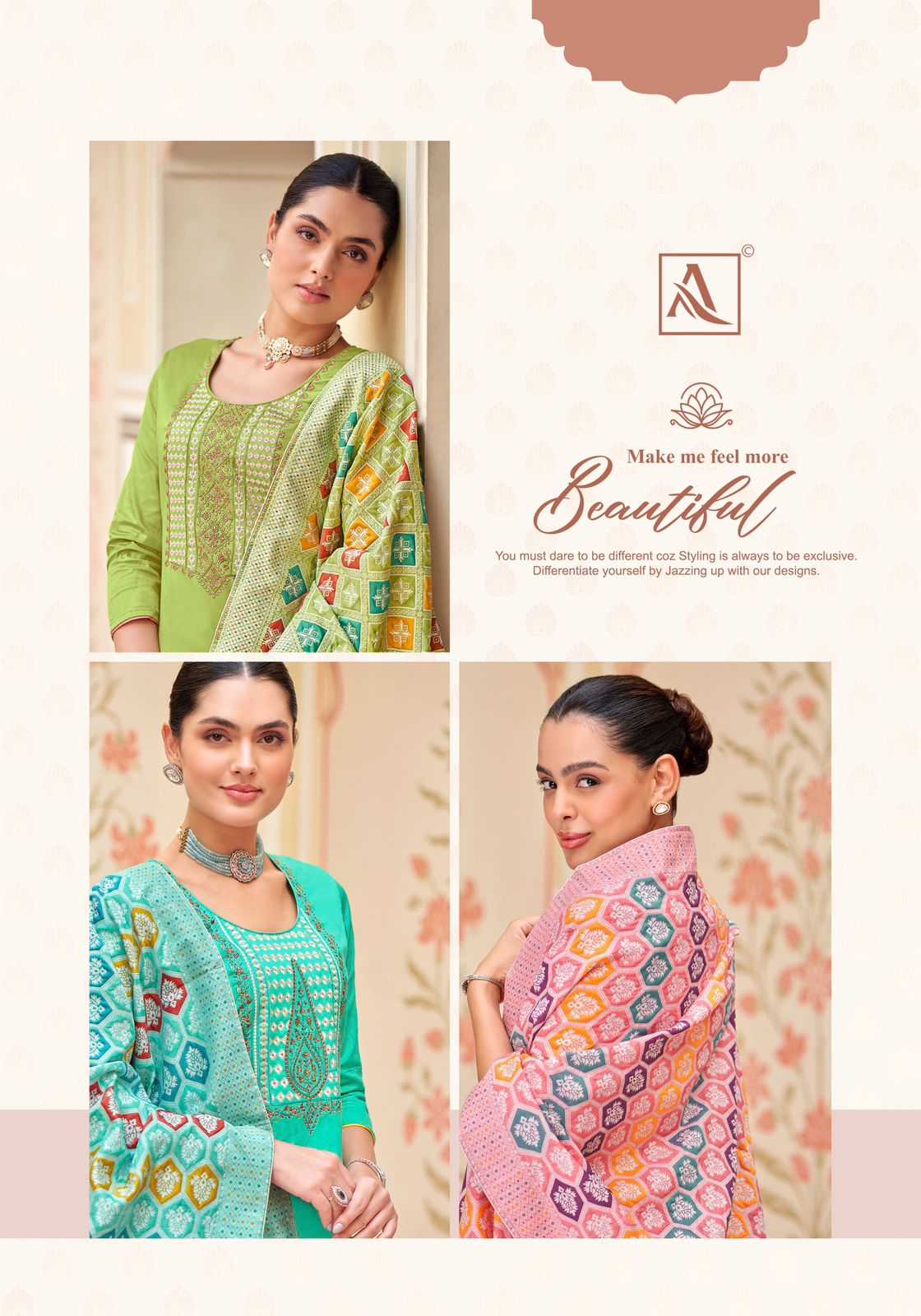 ALOK SUIT PRESENTS LAKHNAVI TOUCH VOL 5 STYLISH ZAM COTTON SALWAR KAMEEZ MATERIAL