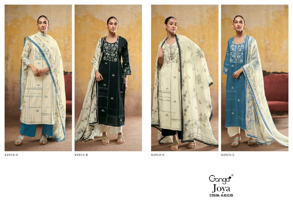 Ganga Joya S2500 Wholesale Premium Cotton With Embroidery Work Salwar Suits
