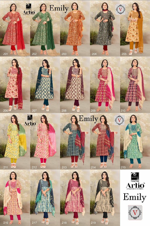 Artio Emily Wholesale Embroidery Work Galla Readymade Suits