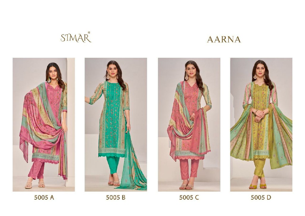 Glossy Simar Aarna Wholesale Pure Lawn Cotton With Embroidery Work Suits