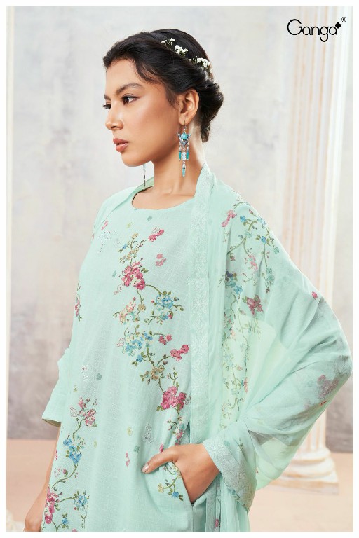 Ganga Emine S2532 Wholesale Premium Cotton Linen With Hand Work Suits