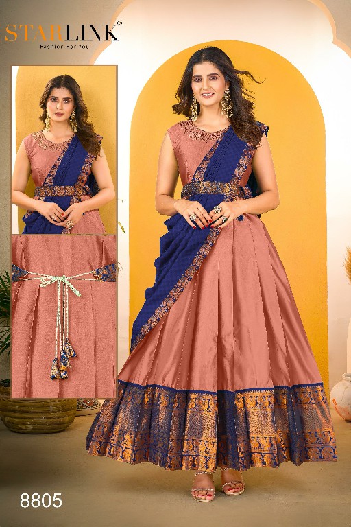 STARLINK PRESENTS DULHAN FULL STITCH STYLISH WEAVING GOWN WITH DUPATTA COMBO SET