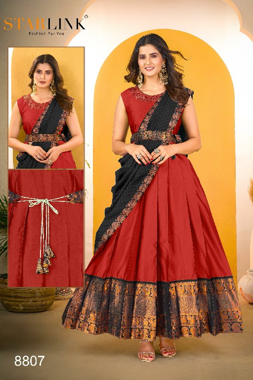 STARLINK PRESENTS DULHAN FULL STITCH STYLISH WEAVING GOWN WITH DUPATTA COMBO SET