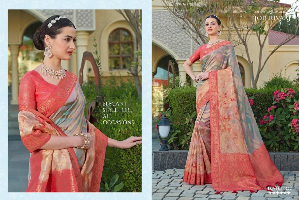 JOH RIVAAJ PRESENTS JOELLE 24321-24329 FANCY ORGANZA SAREE WHOLESALER