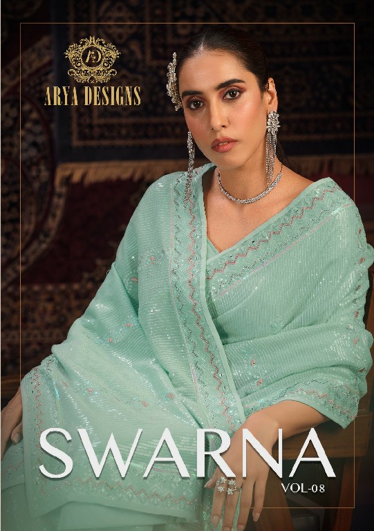 Arya Swarna Vol-8 wholesale Designer Saree Sequence Work Sarees