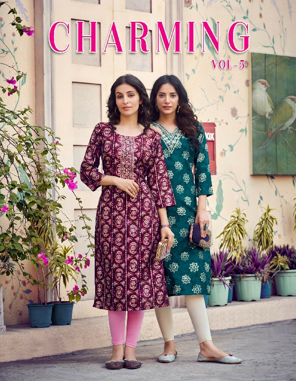 RADHIKA LIFESTYLE CHARMING VOL 5 READYMADE STRAIGHT KURTI CATALOG