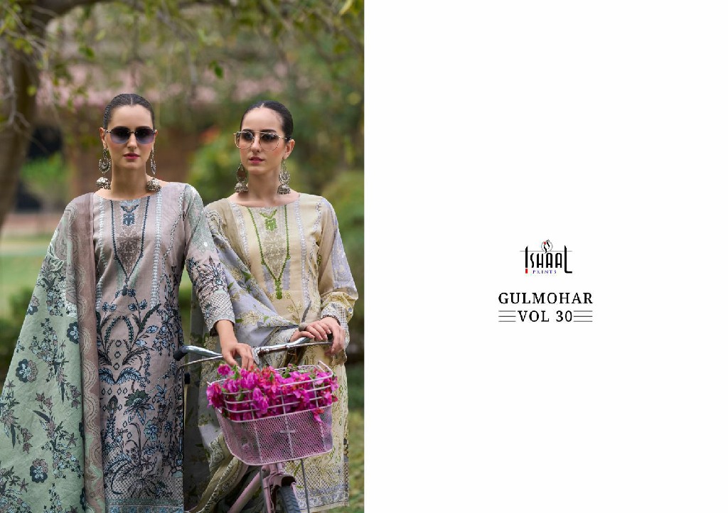 ISHAAL GULMOHAR VOL 30 PURE LAWN COTTON SUITS WHOLESALER